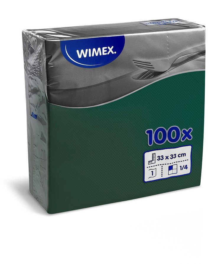 Wimex - 1vrstvé ubrousky 33 × 33 cm, tmavě zelené - 100 ks