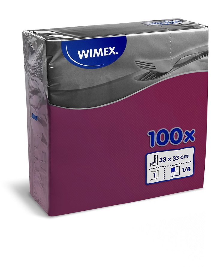 Wimex - 1vrstvé ubrousky 33 × 33 cm, bordó - 100 ks