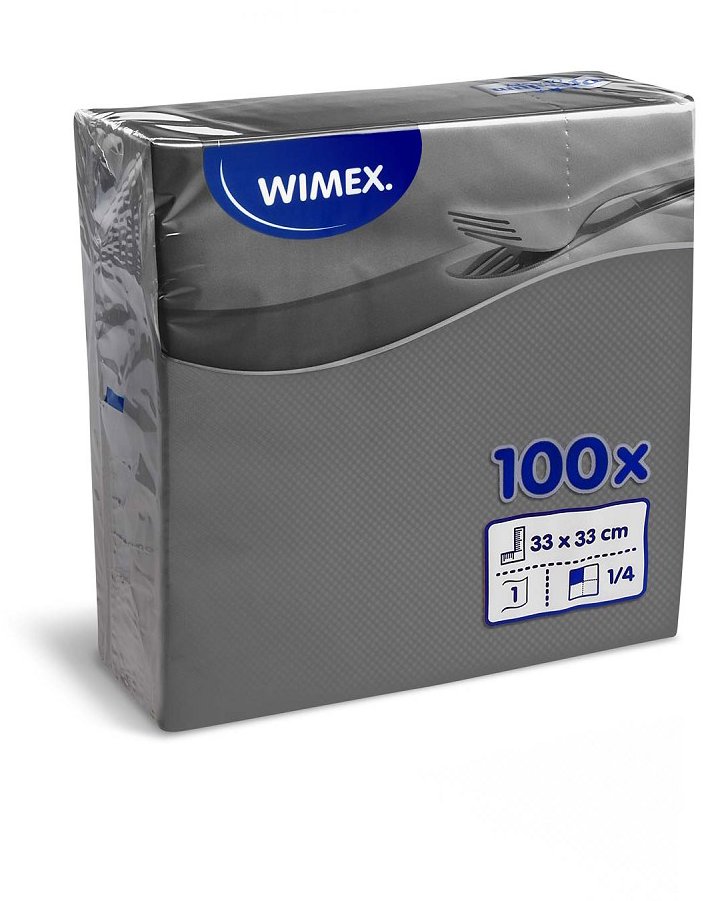 Wimex - 1vrstvé ubrousky 33 × 33 cm, šedé - 100 ks