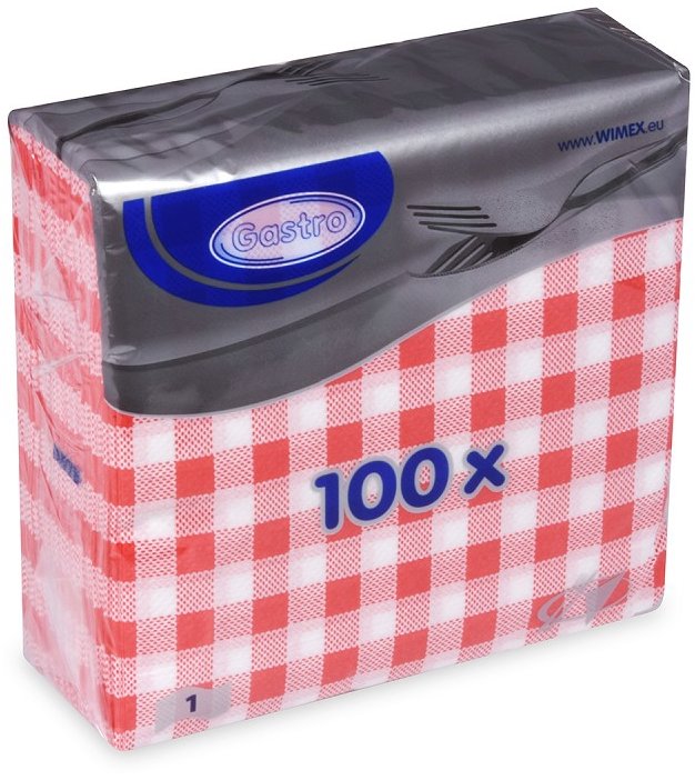 Wimex - 1vrstvé ubrousky Karo 33 × 33 cm, červené - 100 ks