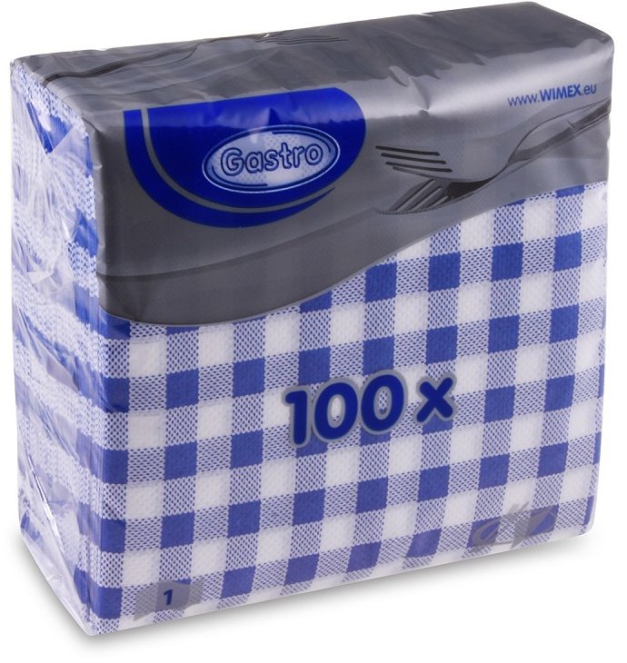 Wimex - 1vrstvé ubrousky Karo 33 × 33 cm, modré - 100 ks