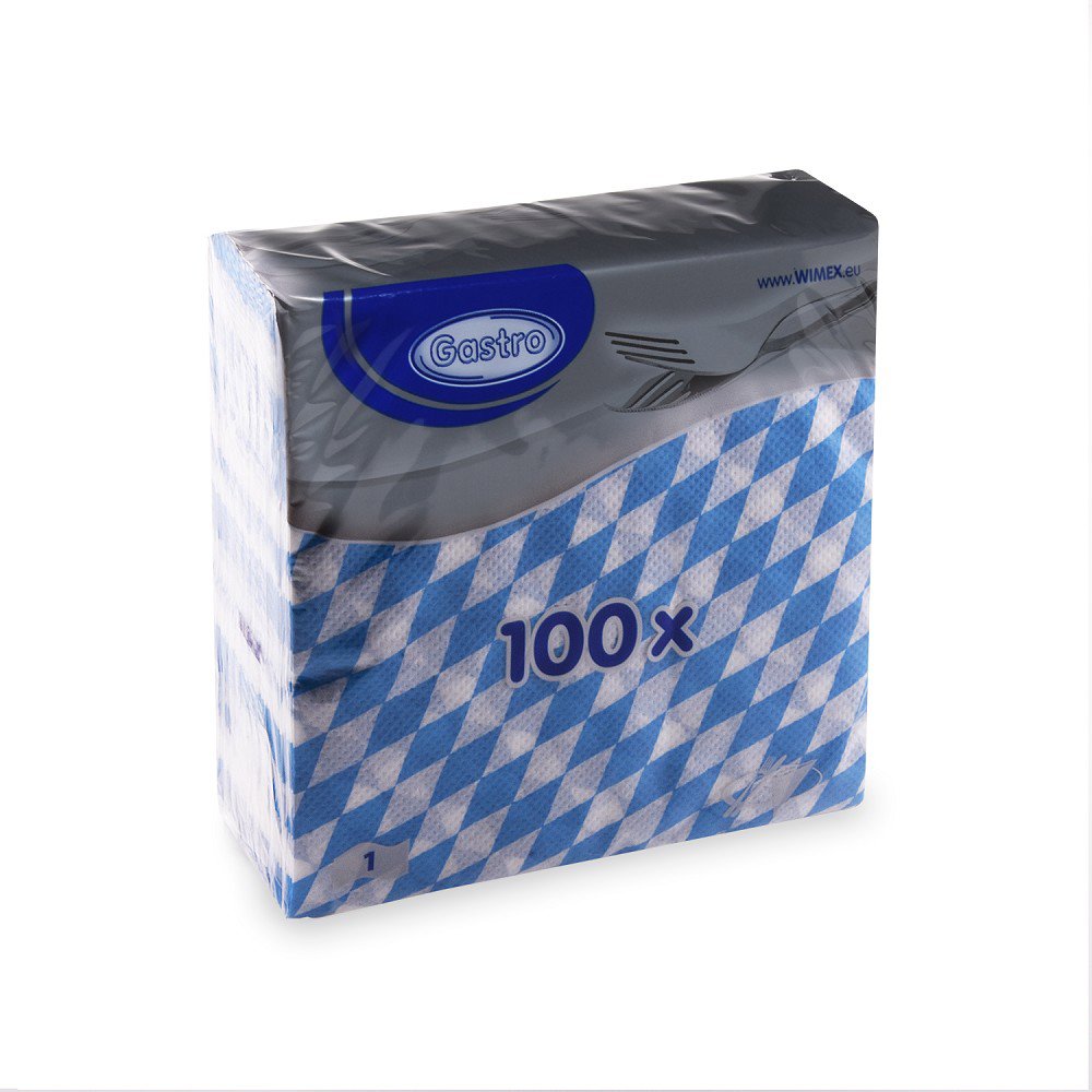 Wimex - 1vrstvé ubrousky Bavorsko 33 × 33 cm, modré - 100 ks