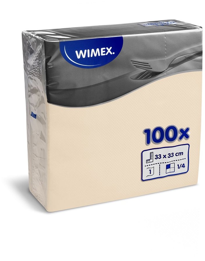 Wimex - 1vrstvé ubrousky 33 × 33 cm, béžové - 100 ks