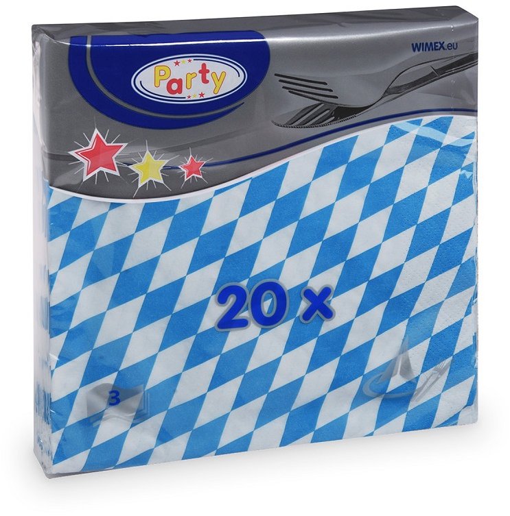 Wimex - 3vrstvé ubrousky Bavorsko 33 × 33 cm, modré - 20 ks