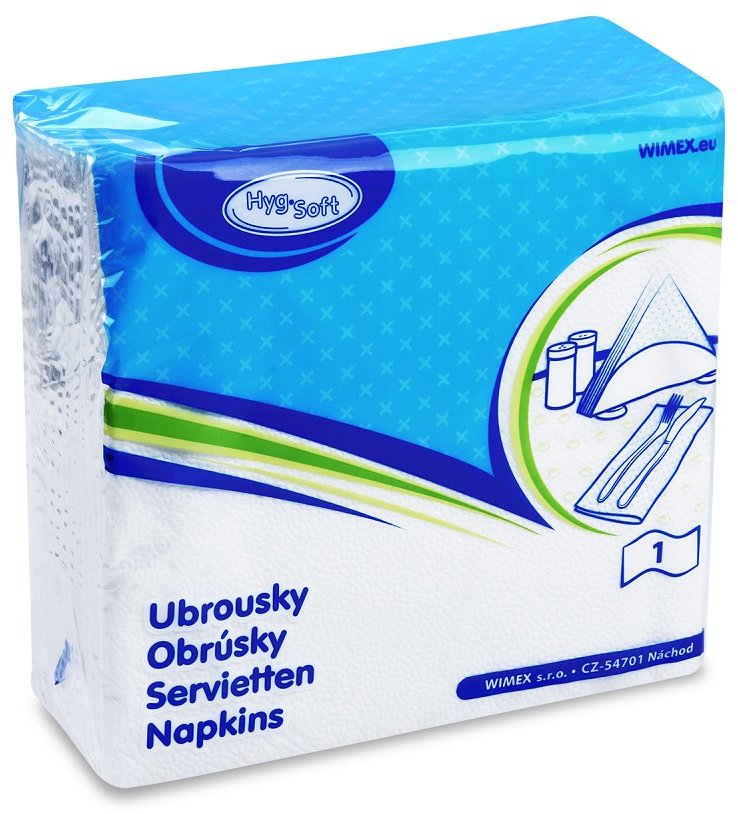 Wimex - 1vrstvé ubrousky 33 × 33 cm, bílé - 70 ks