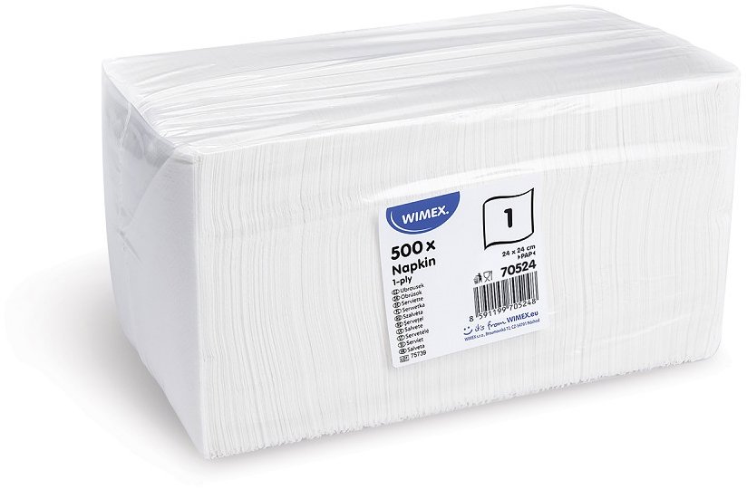Wimex - 1vrstvé ubrousky 24 × 24 cm, bílé - 500 ks