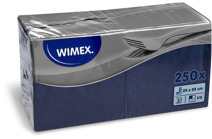 Wimex - 2vrstvé ubrousky 24 × 24 cm, tmavě modré - 250 ks