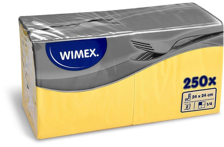 Wimex - 2vrstvé ubrousky 24 × 24 cm, žluté - 250 ks