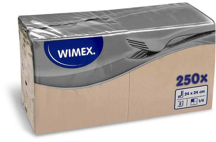 Wimex - 2vrstvé ubrousky 24 × 24 cm, přírodně hnědé - 250 ks