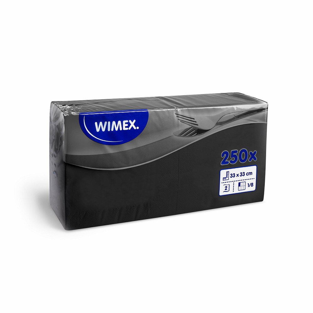 Wimex - 2vrstvé ubrousky 1/8 skládání HF 33 × 33 cm, černé - 250 ks