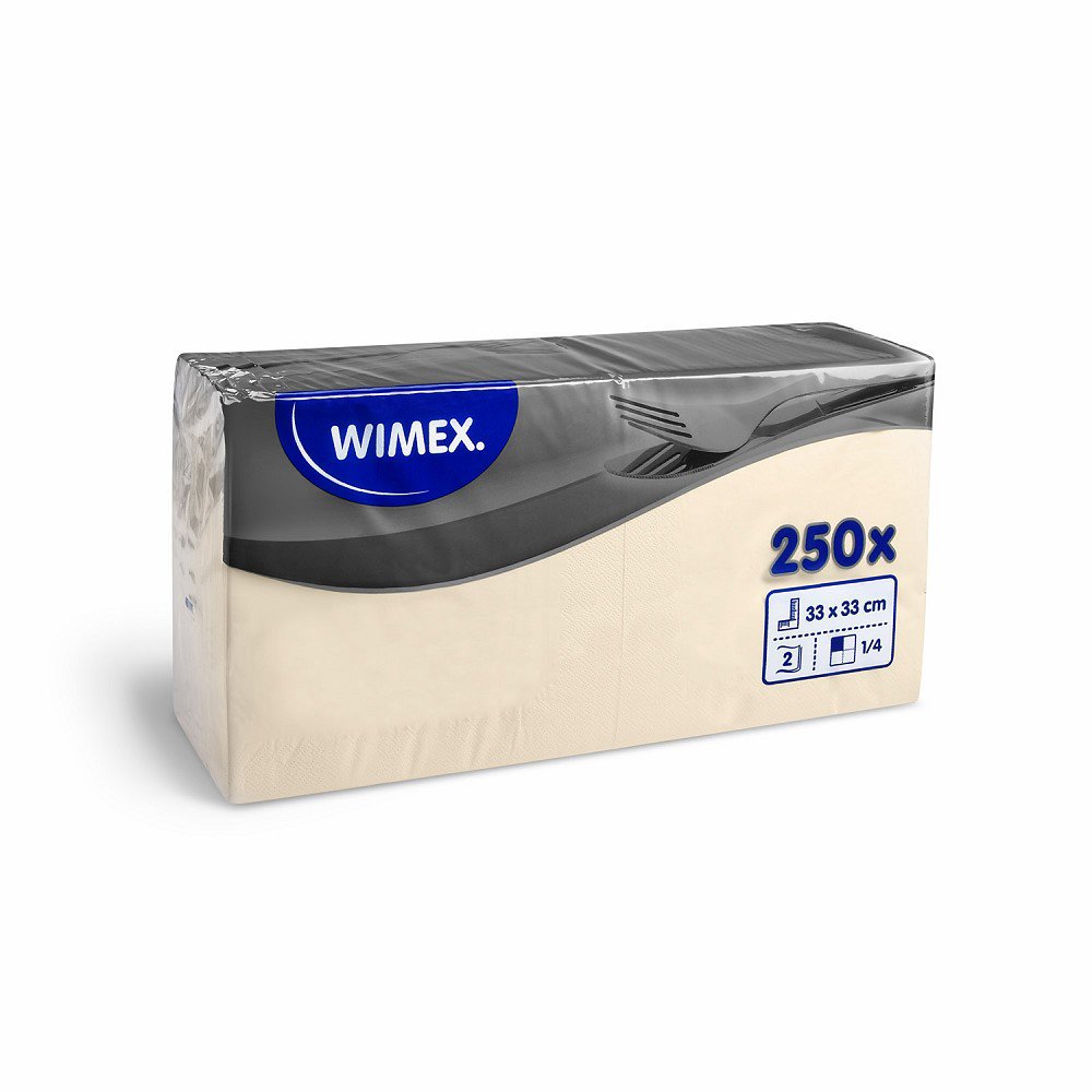 Wimex - 2vrstvé ubrousky 33 × 33 cm, béžové - 250 ks