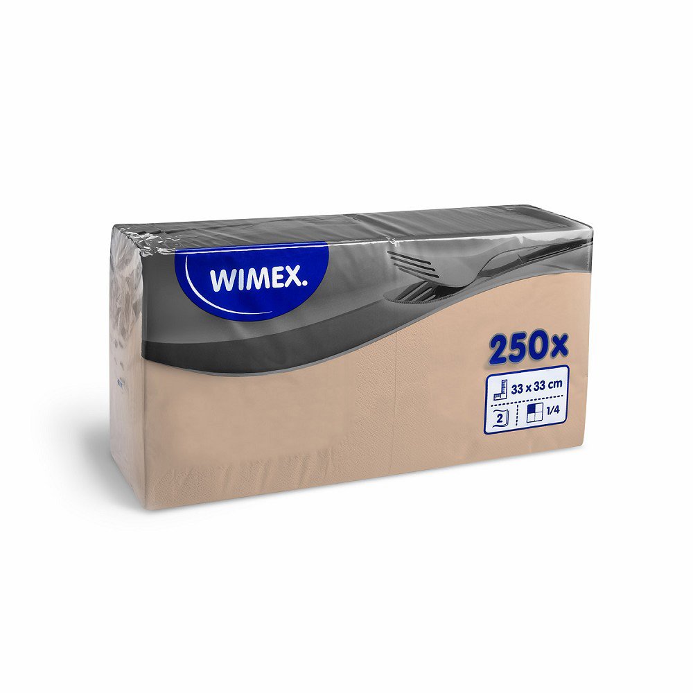 Wimex - 2vrstvé ubrousky 33 × 33 cm, přírodně hnědé - 250 ks