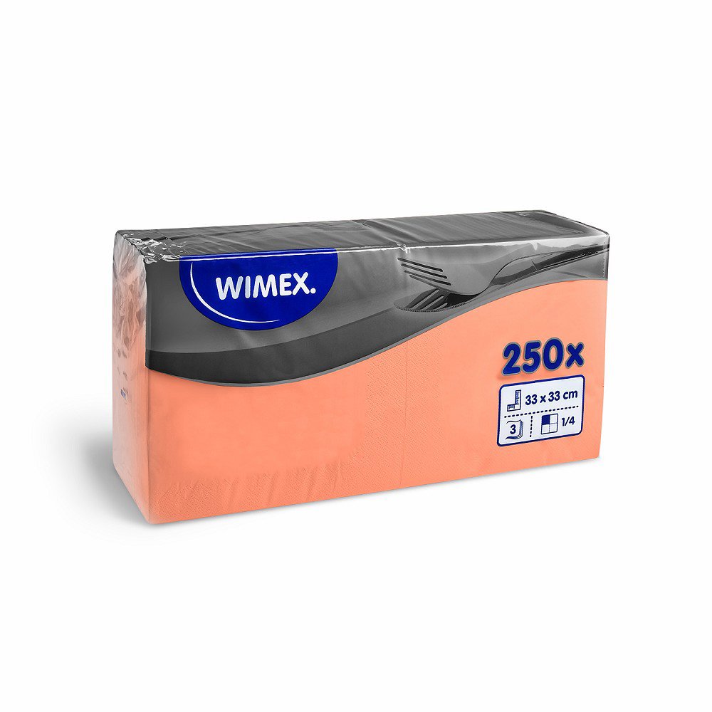 Wimex - ubrousky 3vrstvé 33 × 33 cm, apricot - 250 ks