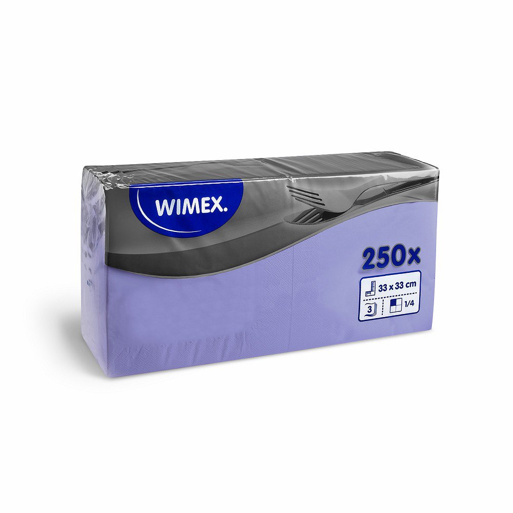 Wimex - ubrousky 3vrstvé 33 × 33 cm, světle fialové - 250 ks
