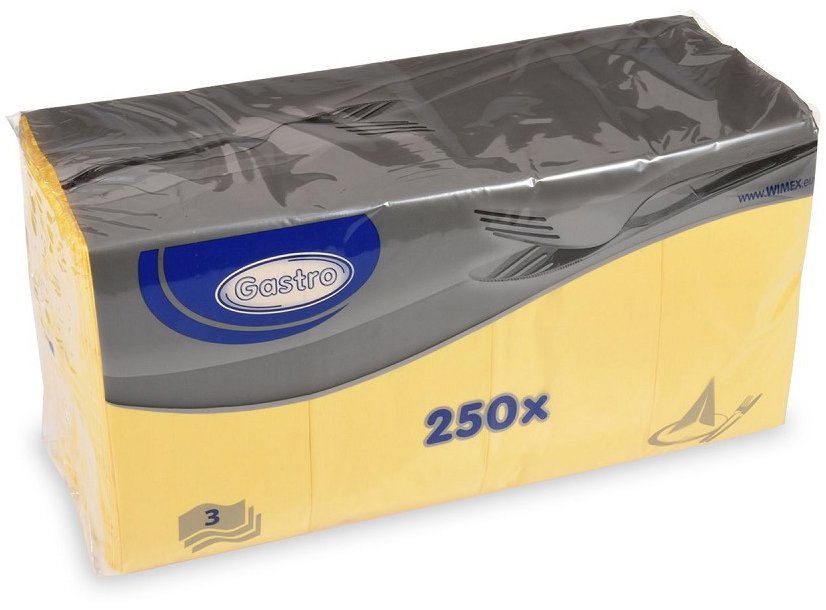 Wimex - 3vrstvé ubrousky 1/8 skládání BF 33 × 33 cm, žluté - 250 ks