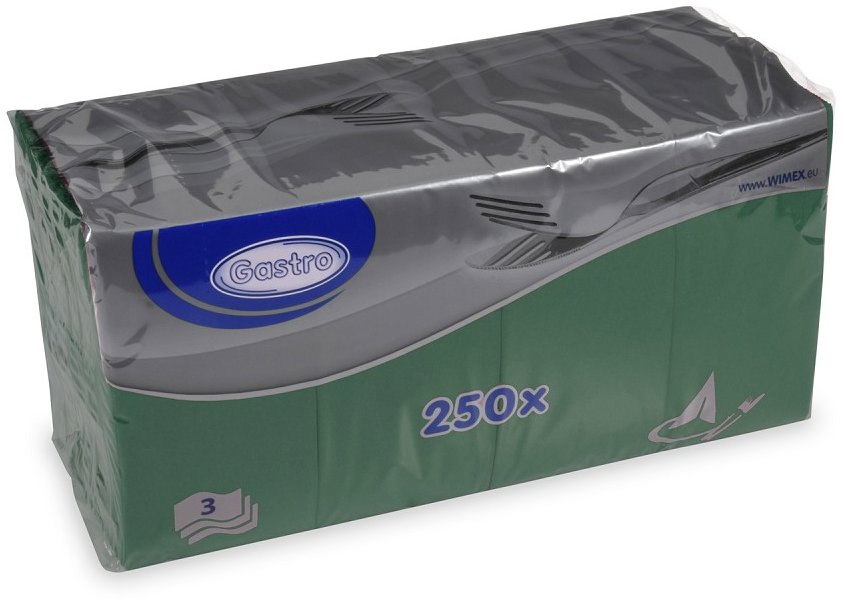 Wimex - 3vrstvé ubrousky 1/8 skládání BF 33 × 33 cm, tmavě zelené - 250 ks