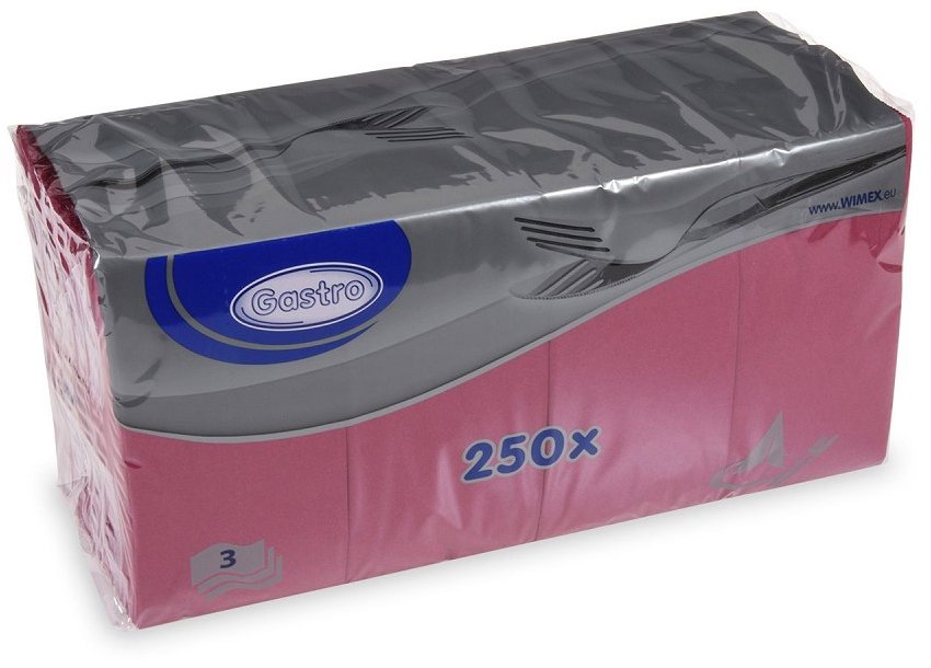 Wimex - 3vrstvé ubrousky 1/8 skládání BF 33 × 33 cm, bordó - 250 ks