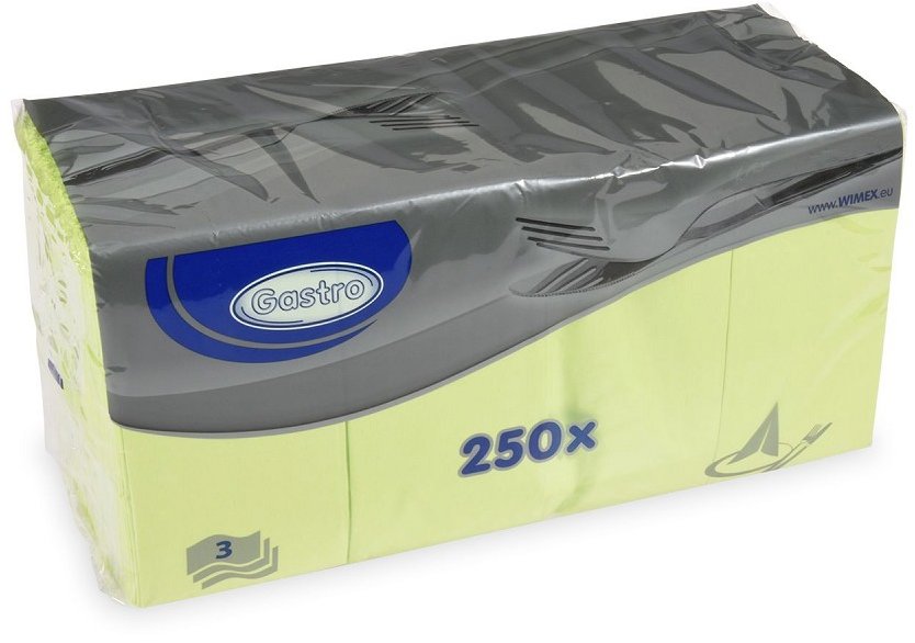 Wimex - 3vrstvé ubrousky 1/8 skládání BF 33 × 33 cm, žlutozelené - 250 ks