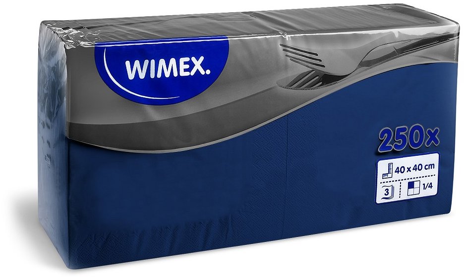 Wimex - 3vrstvé ubrousky 40 × 40 cm, tmavě modré - 250 ks