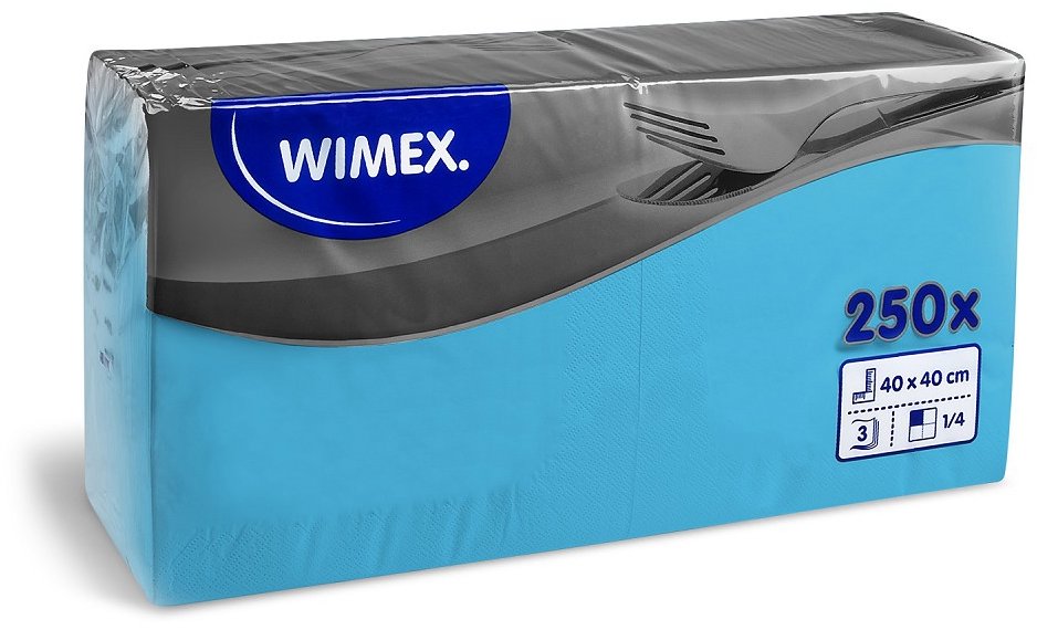 Wimex - 3vrstvé ubrousky 40 × 40 cm, světle modré - 250 ks