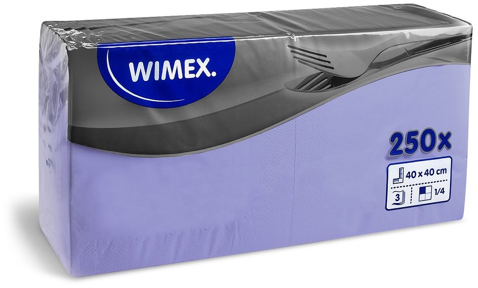 Wimex - 3vrstvé ubrousky 40 × 40 cm, světle fialové - 250 ks