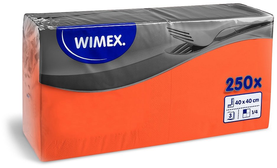 Wimex - 3vrstvé ubrousky 40 × 40 cm, oranžové - 250 ks