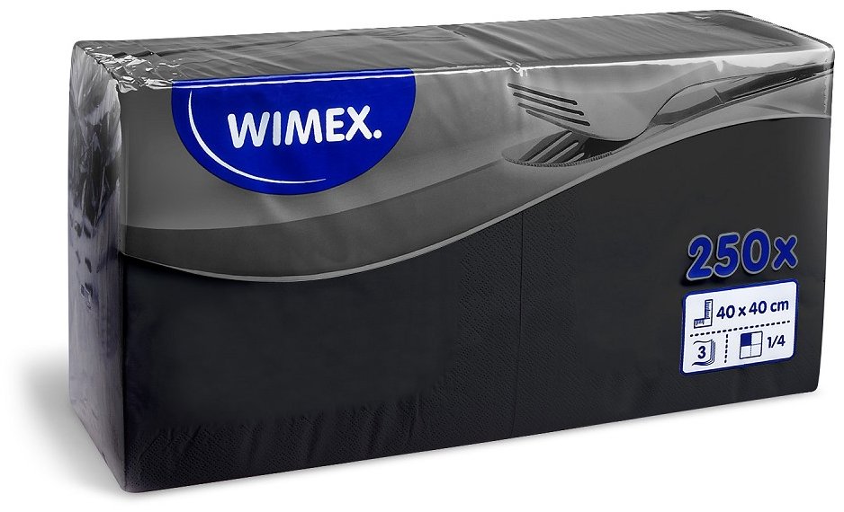 Wimex - 3vrstvé ubrousky 40 × 40 cm, černé - 250 ks