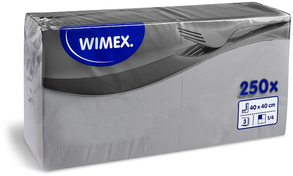 Wimex - 3vrstvé ubrousky 40 × 40 cm, šedé - 250 ks