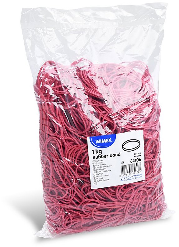 Wimex gumičky šíře 1 mm, průměr 6 cm, červené - 1 kg