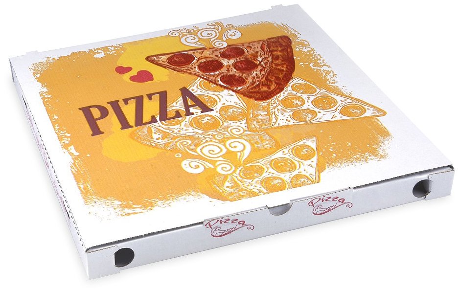 Wimex Krabice na pizzu C4 s potiskem 34,5 × 34,5 × 3 cm, bílá - 100 ks