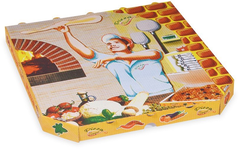 Wimex Krabice na pizzu E6 s potiskem 32 × 32 × 3 cm, bílá - 100 ks