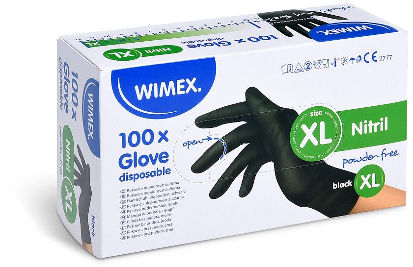 Wimex nitrilové rukavice, nepudrované, černé `XL` - 100 ks