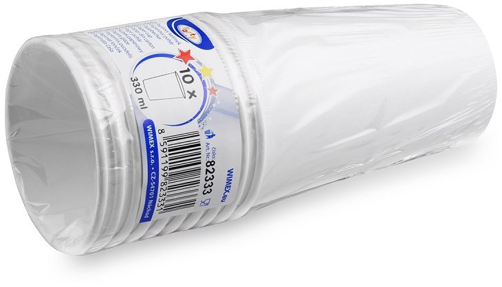 Wimex Papírový kelímek 330 ml, průměr 80 mm, bílý - 10 ks