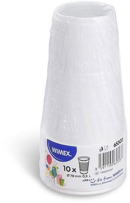 Wimex Plastový kelímek 0,3 l, průměr 78 mm, bílý - 10 ks