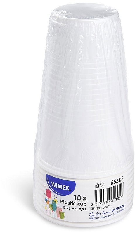 Wimex Plastový kelímek 0,5 l, průměr 95 mm, bílý - 10 ks
