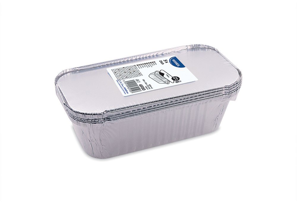 Wimex Hliníková miska s víčkem 1500 ml, 252 × 132 × 70 mm, hranatá - 5 sad