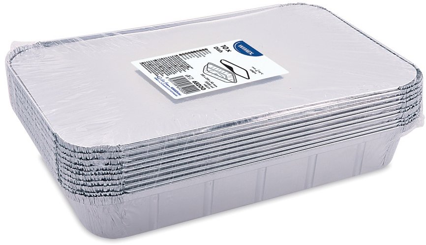 Wimex Hliníková miska s víčkem 2000 ml, 315 × 211 × 51 mm, hranatá - 10 sad