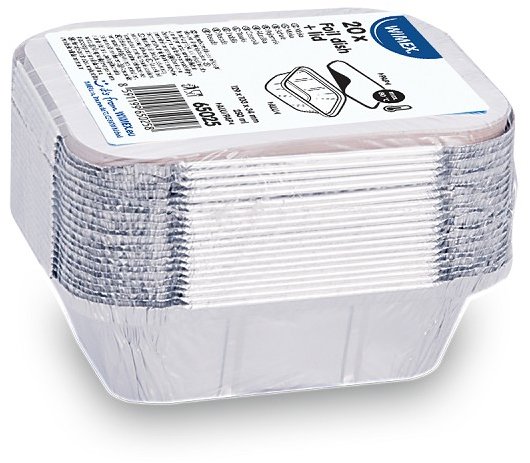 Wimex Hliníková miska s víčkem 250 ml, 130 × 103 × 43 mm, hranatá - 20 sad