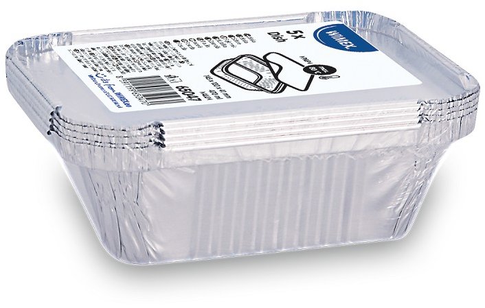 Wimex Hliníková miska s víčkem 470 ml, 149 × 123 × 47 mm, hranatá - 5 sad