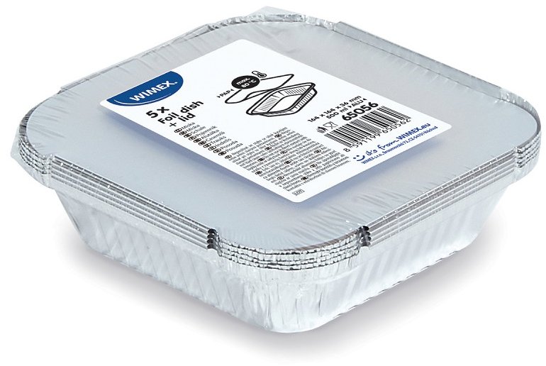 Wimex Hliníková miska s víčkem 500 ml, 164 × 164 × 36 mm, hranatá - 5 sad