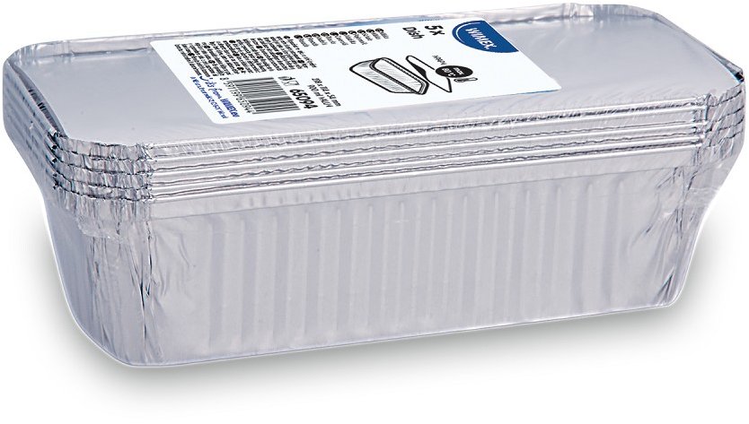 Wimex Hliníková miska s víčkem 900 ml, 218 × 112 × 60 mm, hranatá - 5 sad