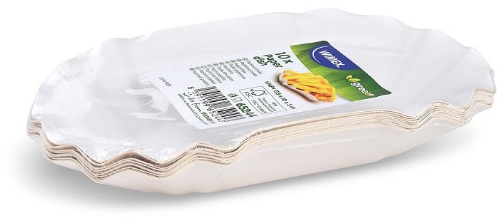 Wimex Papírová miska 17,5 × 10 × 3 cm, oválná, průměr 110 mm, bílá - 10 ks