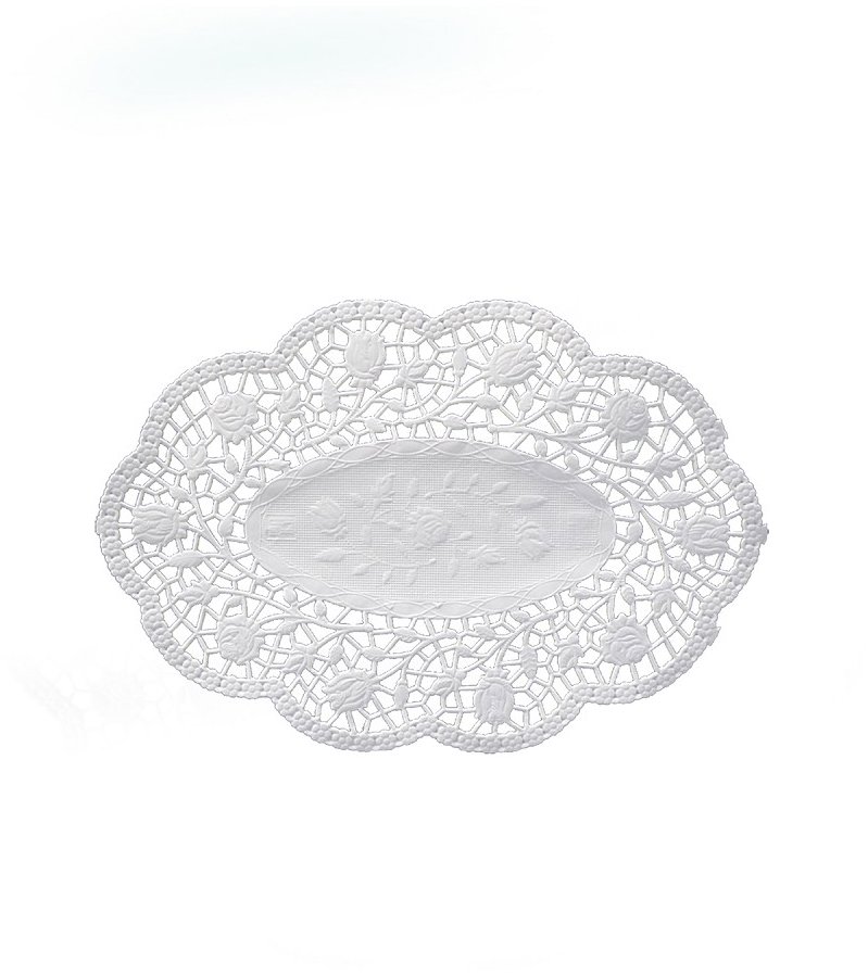 Wimex Dekorativní krajka 18 × 13 cm, oválná, bílá, 500 ks