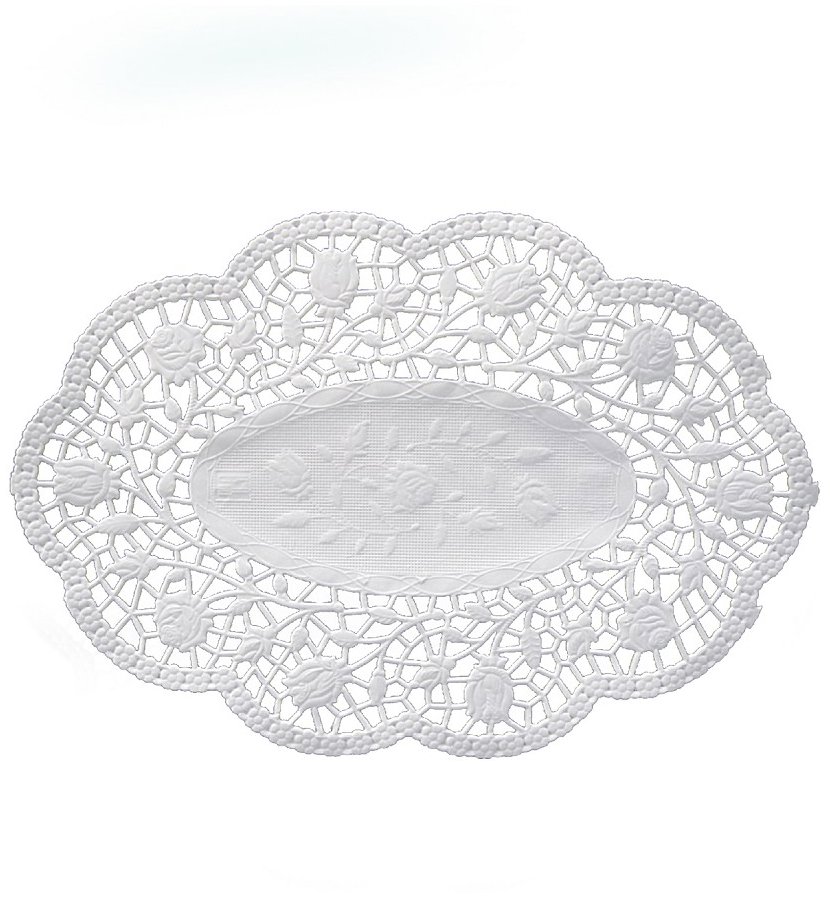 Wimex Dekorativní krajka 36 × 28 cm, oválná, bílá, 100 ks