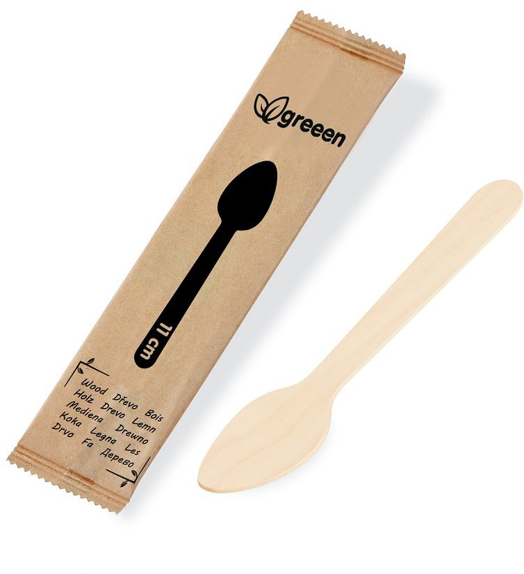 Wimex dřevěná kávová lžička 11 cm, jednotlivě balená - 100 ks