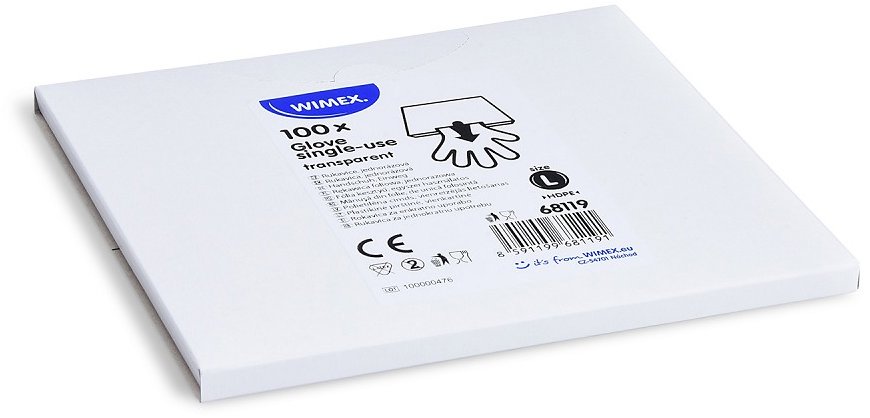 Wimex Jednorázové rukavice v boxu, HDPE, transparentní L 100 ks