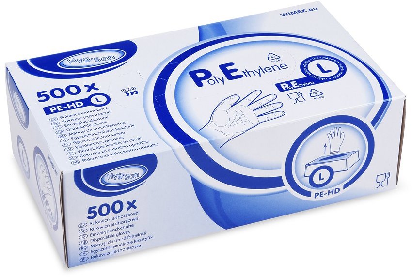 Wimex Jednorázové rukavice HDPE, transparentní L 500 ks