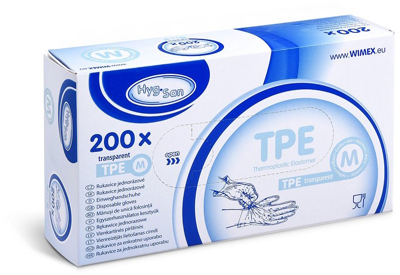 Wimex Jednorázové rukavice TPE, transparentní M 200 ks