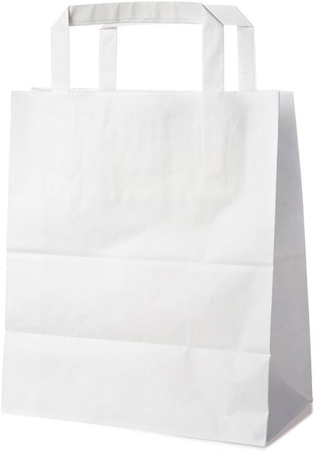 Wimex Papírová taška s plochým uchem 18+8 × 22 cm, bílá, 250 ks
