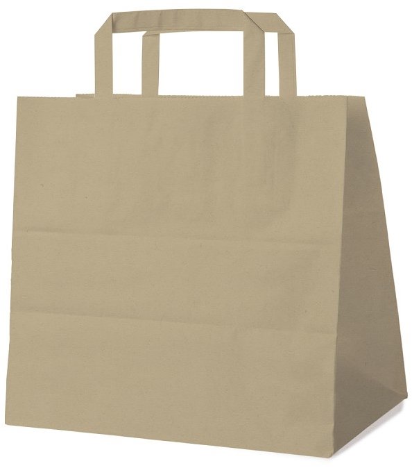 Wimex Papírová taška s plochým uchem 26+17 × 25 cm, hnědá, 250 ks